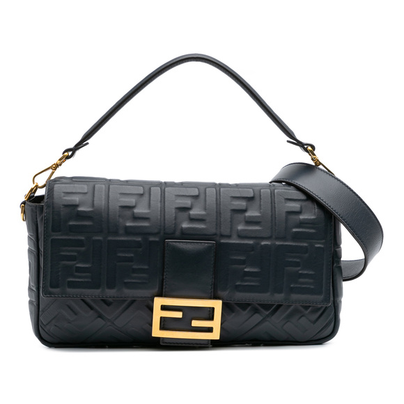 Pre-Loved Fendi Large Zucca Embossed Leather Baguette Satchel - Picture 1 of 11